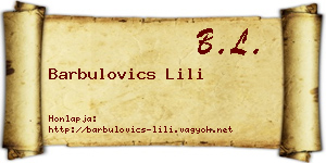 Barbulovics Lili névjegykártya